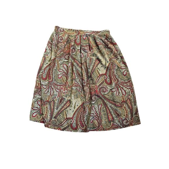 1990s VTG Alfred Dunner Green Paisley Abstract Patterned Knee Length Skirt 16 - Picture 1 of 4